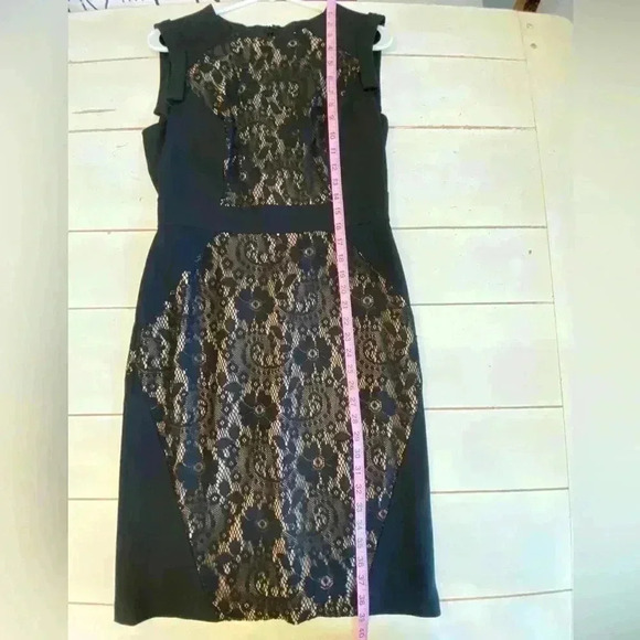 Adrianna Papell Sheath Dress Women’s Size 8 Black Lace Sleeveless Zipper Back - Picture 6 of 10